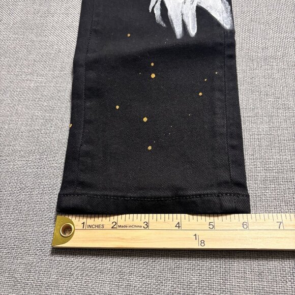 Embellish Mens Black Denim Jeans With Graphic Prints & Embroidery Size 34 - Picture 9 of 16